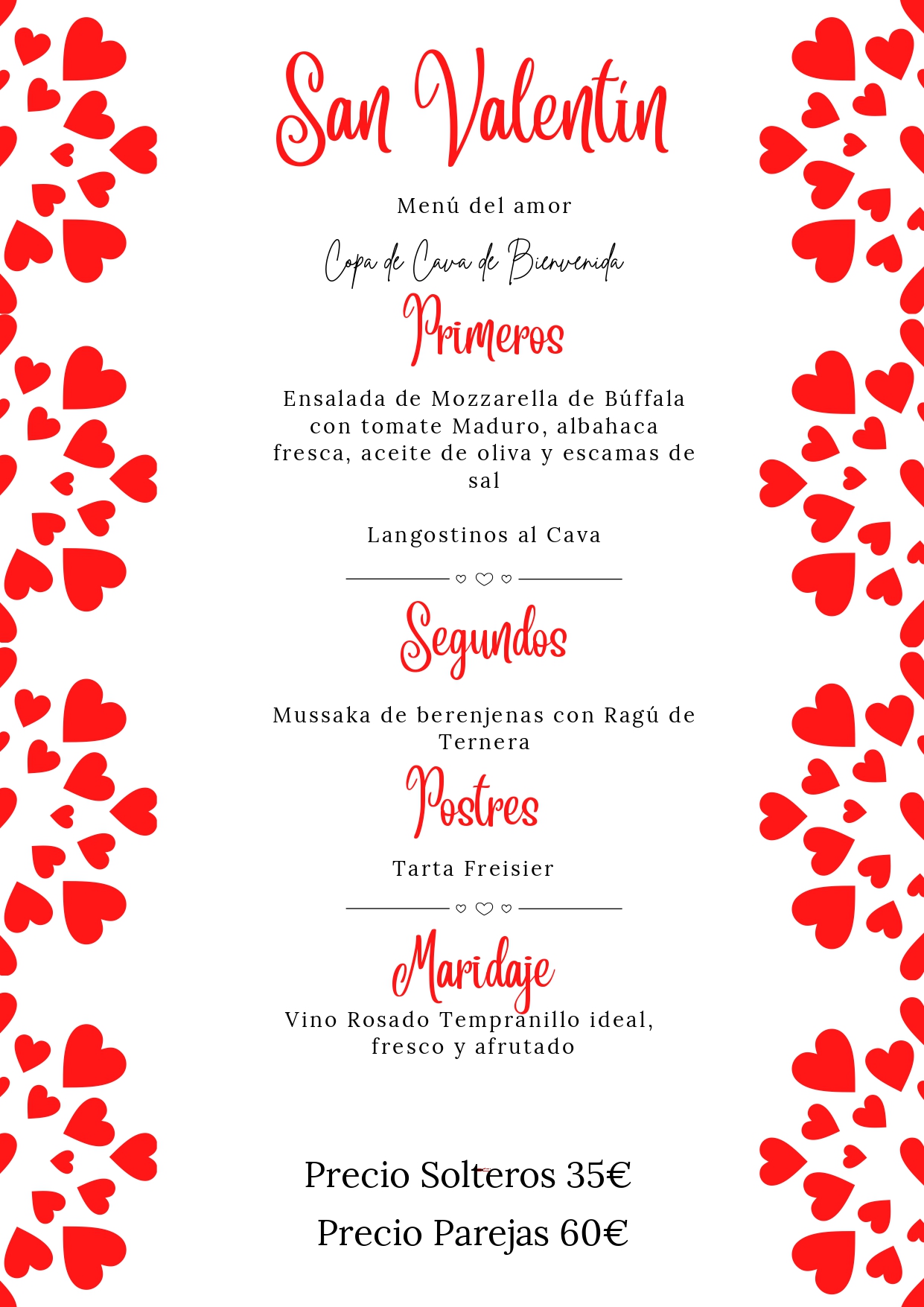 Menú San Valentín